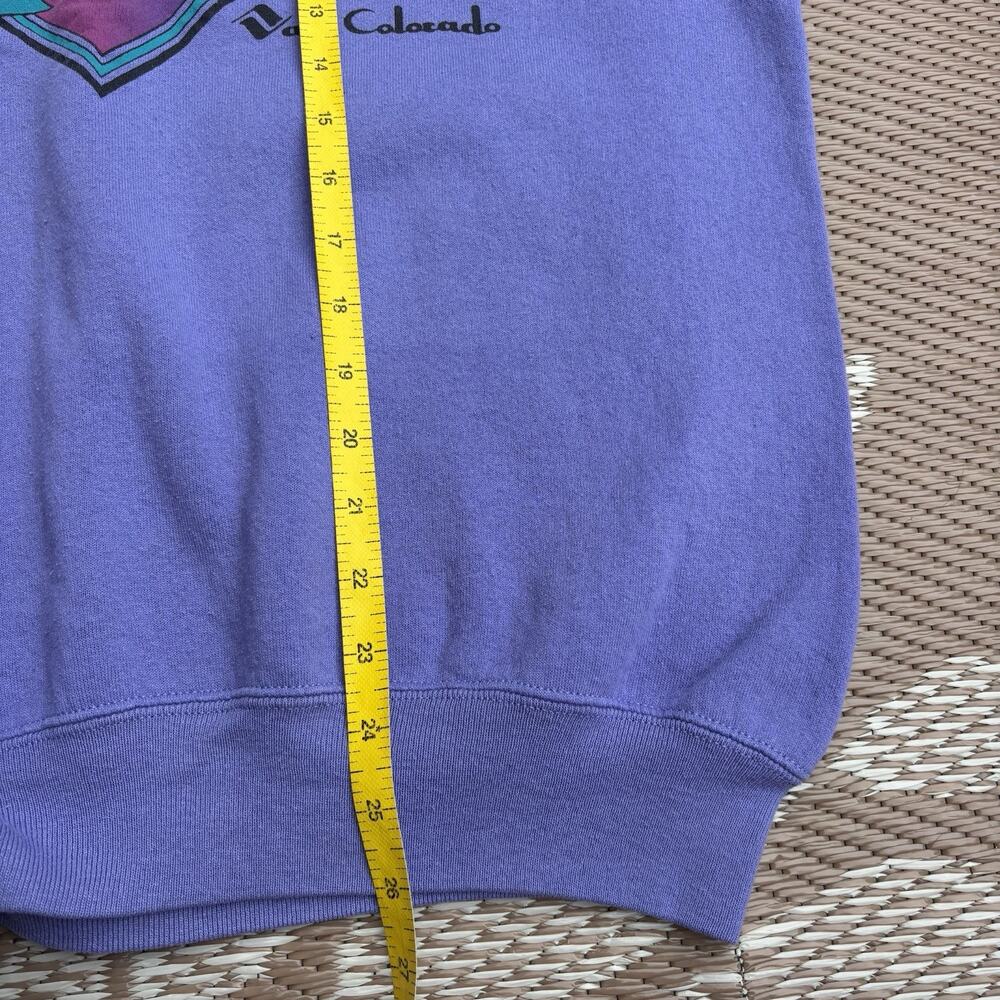 Vintage 90s Jerzees Purple Retro Vail Colorado Mountains Crewneck Sweatshirt - Picture 6 of 8